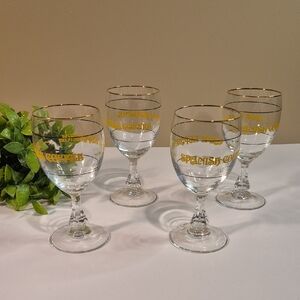 VINTAGE Sophisticate Set of 4 Bilingual Spanish Coffee Glasses